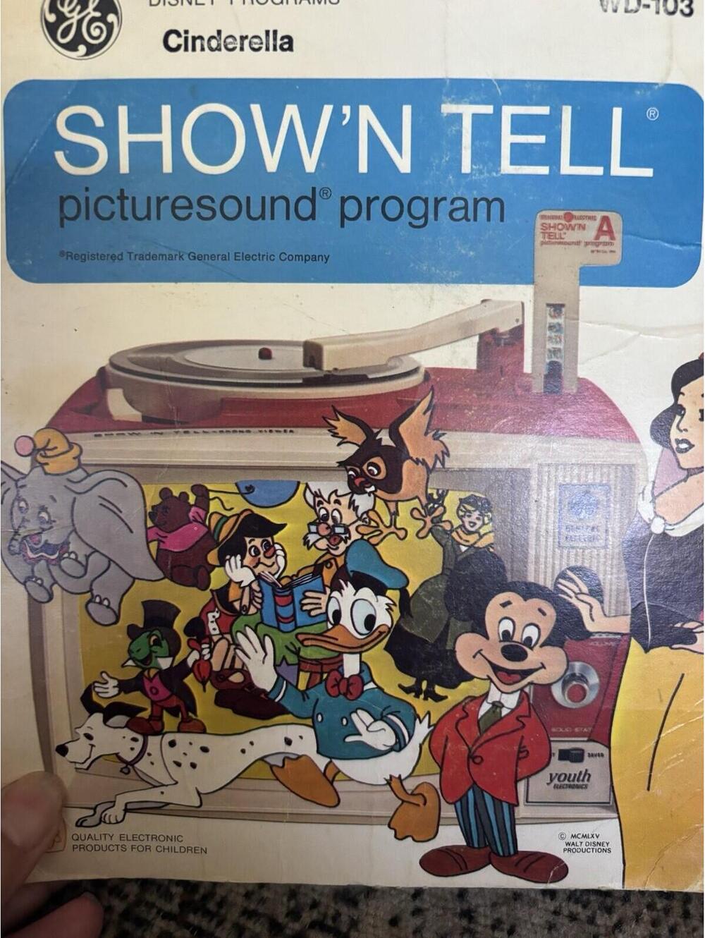 SHOW 'N TELL Picture Sound Program Retro Toy Record Slides - Disney "Cinderella"